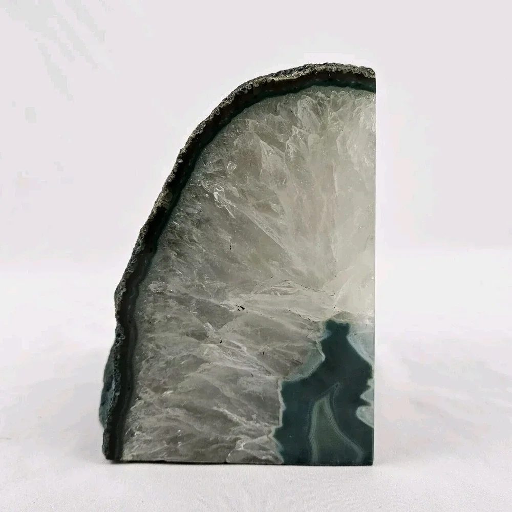Green Geode Stone Candle Holder Polished Agate Large Candlestick